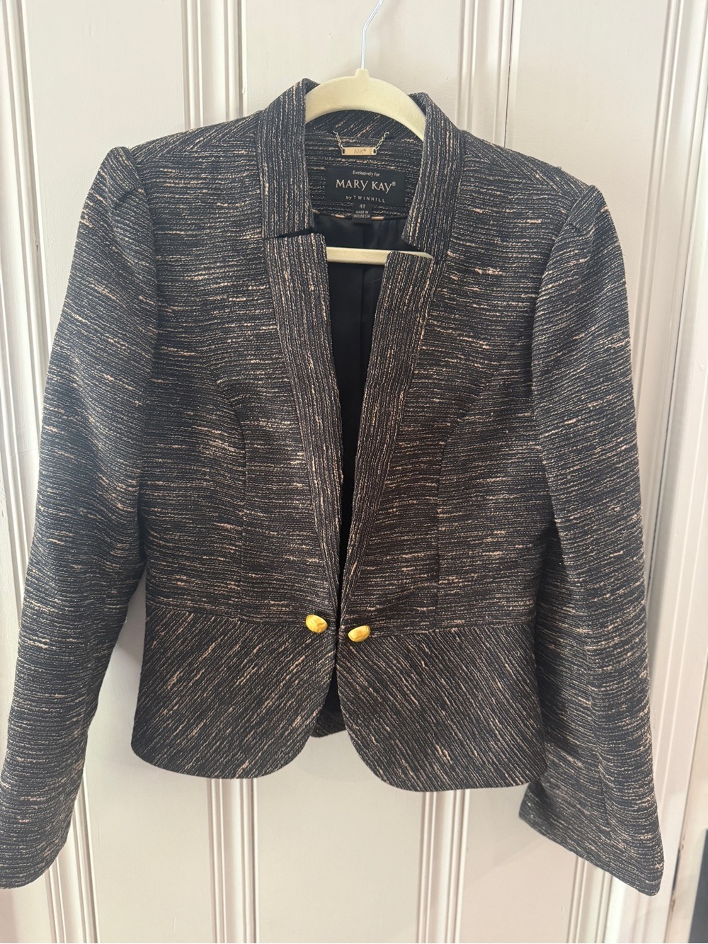 Twinhill Sculpted Peplum Jacket Black Gold Metallic 4T